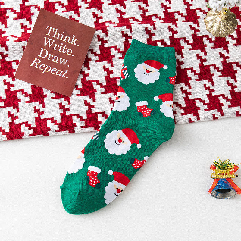 Festive Character Print Crew Socks - SantaClaus