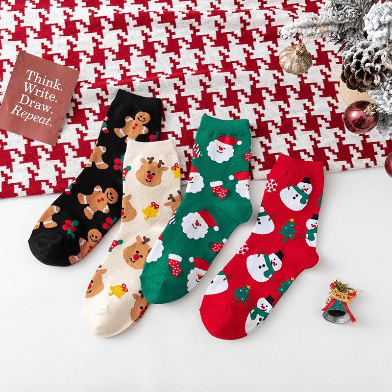 Festive Character Print Crew Socks