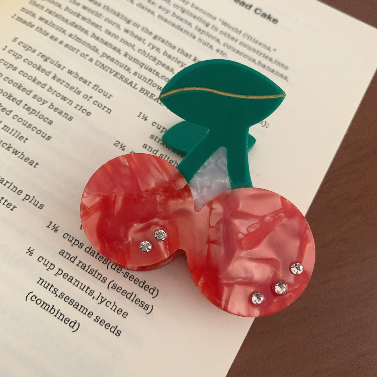 Fruit Shaped Marbled Hair Claw Clip - Cherry