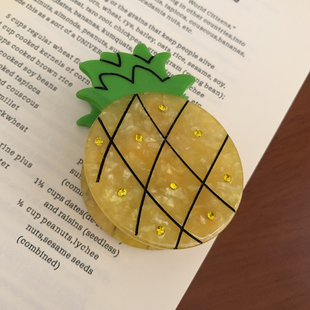 Fruit Shaped Marbled Hair Claw Clip - Pineapple