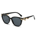 Metal Serpent Accent Cat Eye Sunglasses - Black