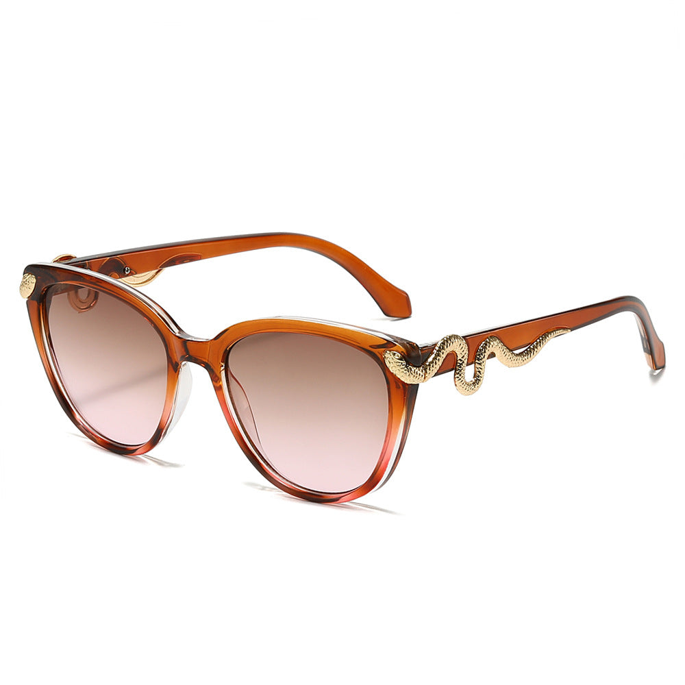 Metal Serpent Accent Cat Eye Sunglasses - Leopard