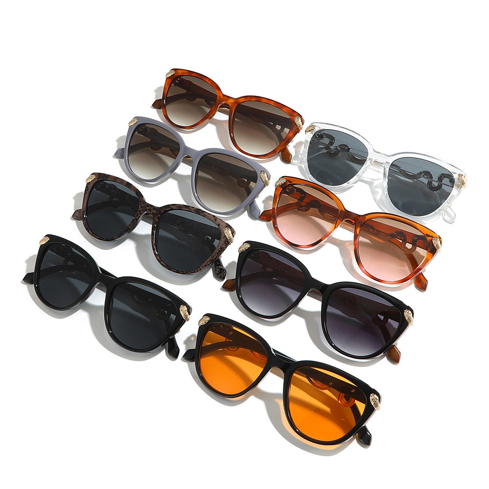 Metal Serpent Accent Cat Eye Sunglasses - Orange - 1