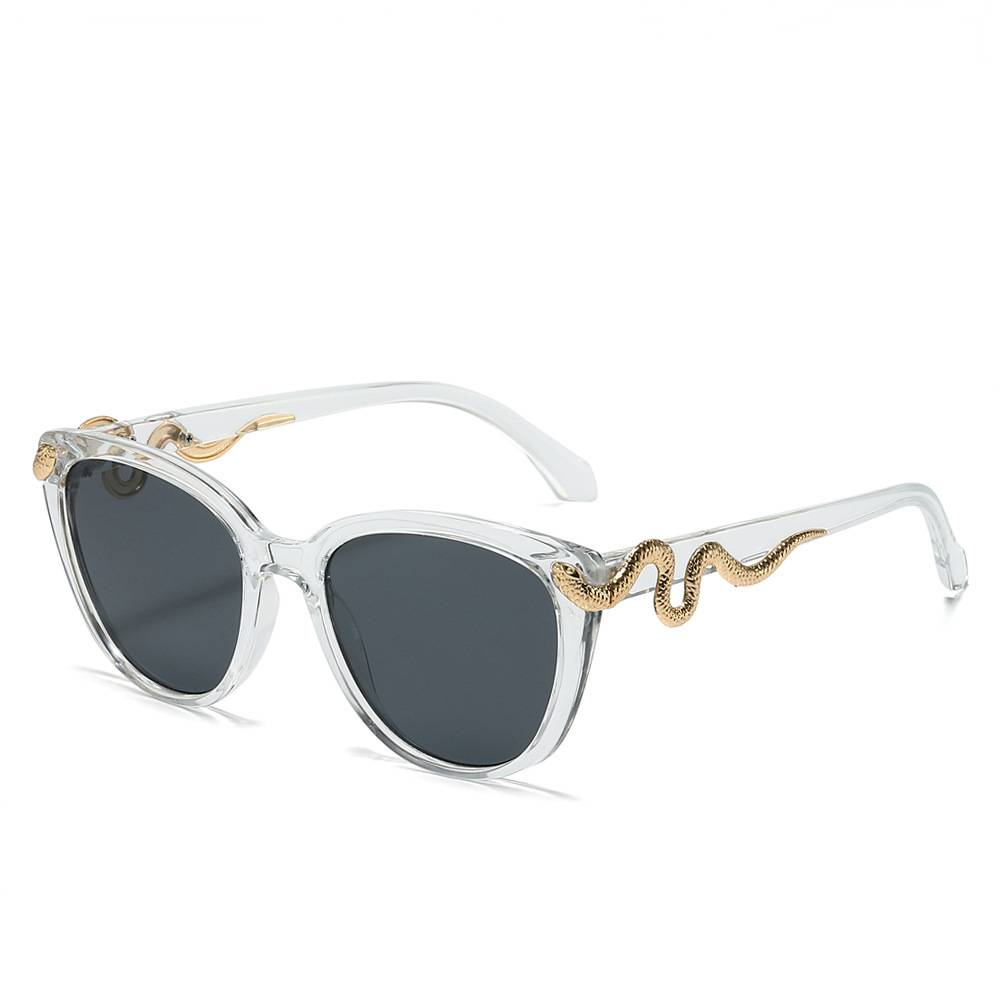 Metal Serpent Accent Cat Eye Sunglasses - Transparent