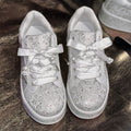 Rhinestone Satin Lace Platform Sneakers