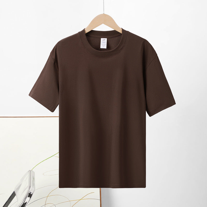 Relaxed Fit Crewneck Cotton Tee - Coffee