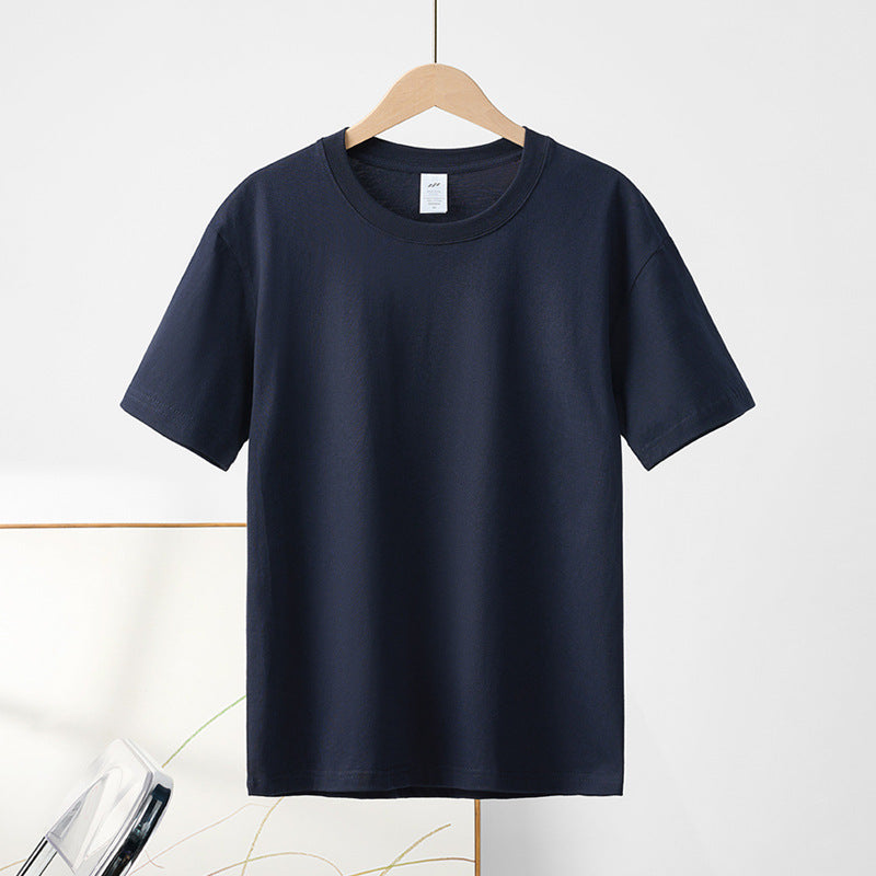 Relaxed Fit Crewneck Cotton Tee - Navy