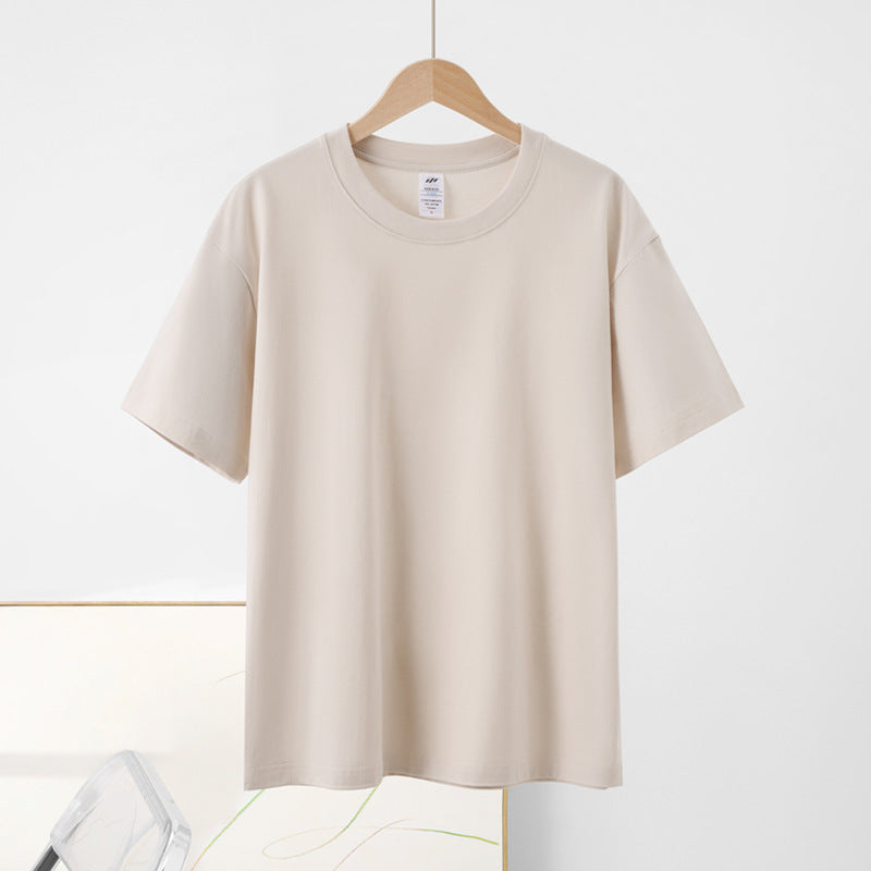 Relaxed Fit Crewneck Cotton Tee - Tan