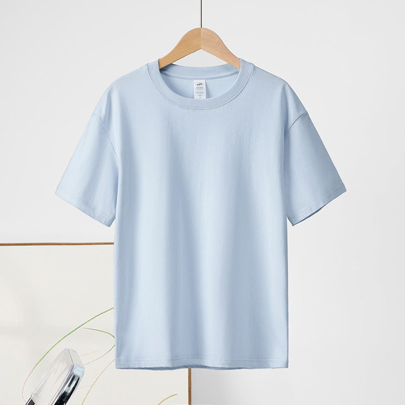 Relaxed Fit Crewneck Cotton Tee - babyblue