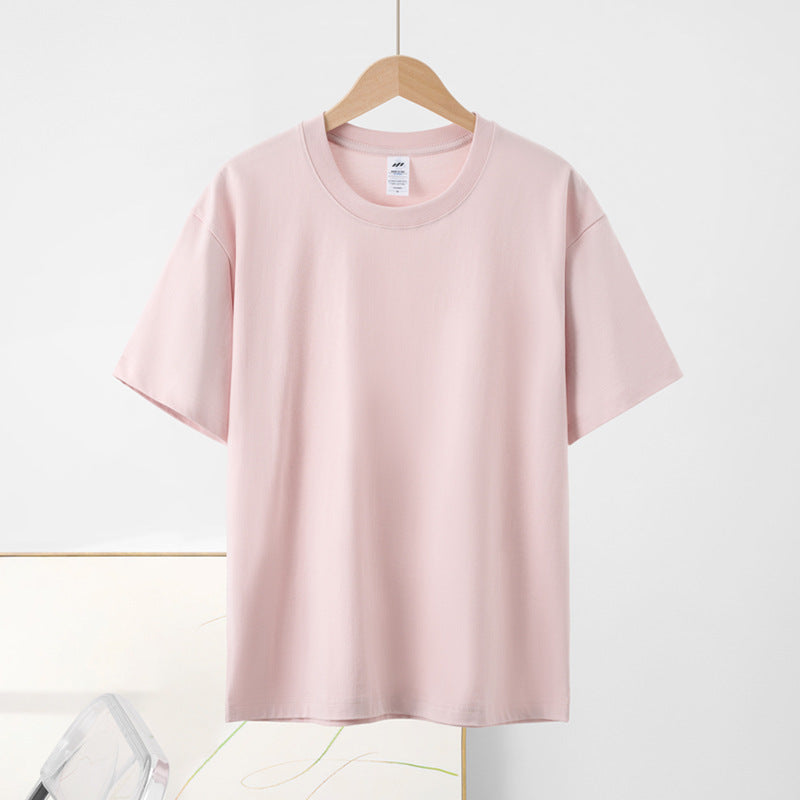 Relaxed Fit Crewneck Cotton Tee - pink
