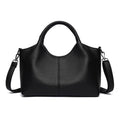 Slouchy Pebbled Top Handle Bag with Crossbody Strap - Black