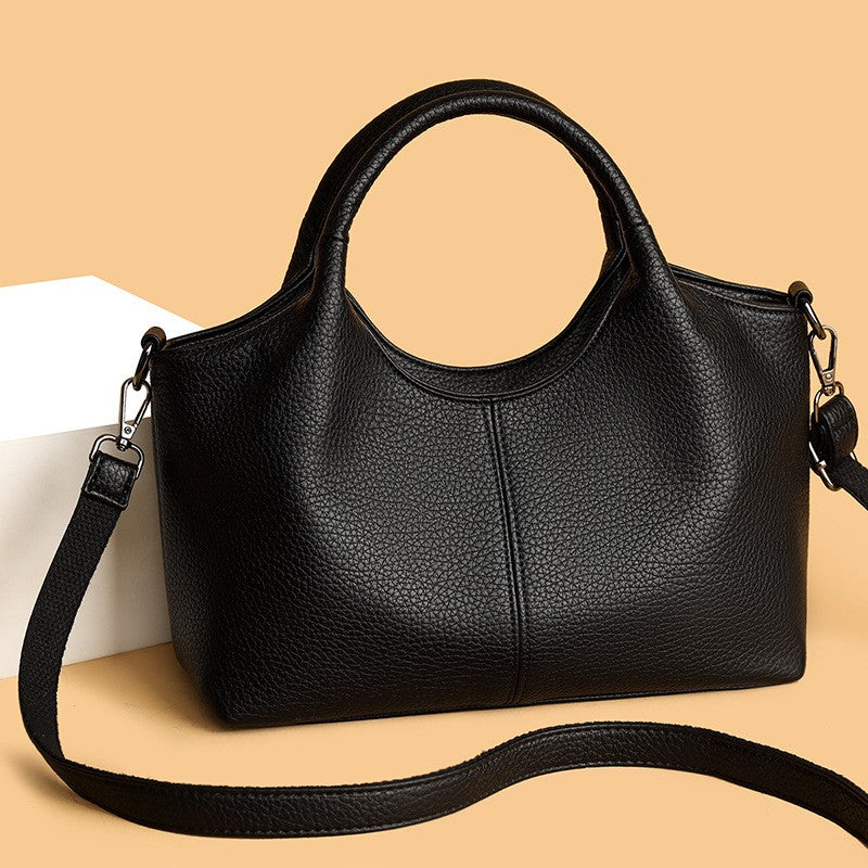 Slouchy Pebbled Top Handle Bag with Crossbody Strap