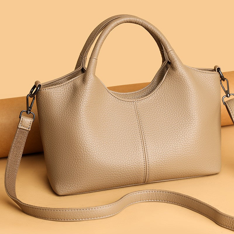 Slouchy Pebbled Top Handle Bag with Crossbody Strap