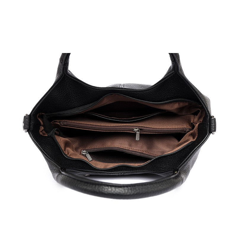 Slouchy Pebbled Top Handle Bag with Crossbody Strap