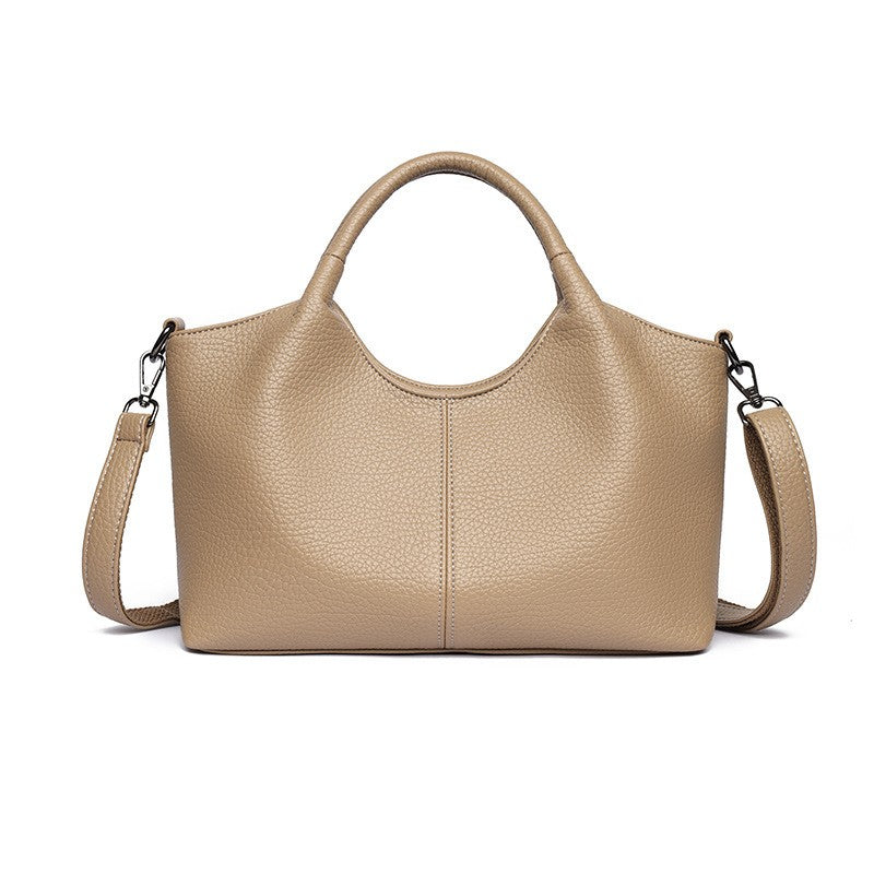 Slouchy Pebbled Top Handle Bag with Crossbody Strap