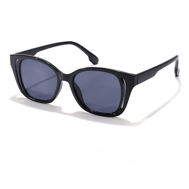 Bevelled Square Frame Translucent Sunglasses - Black