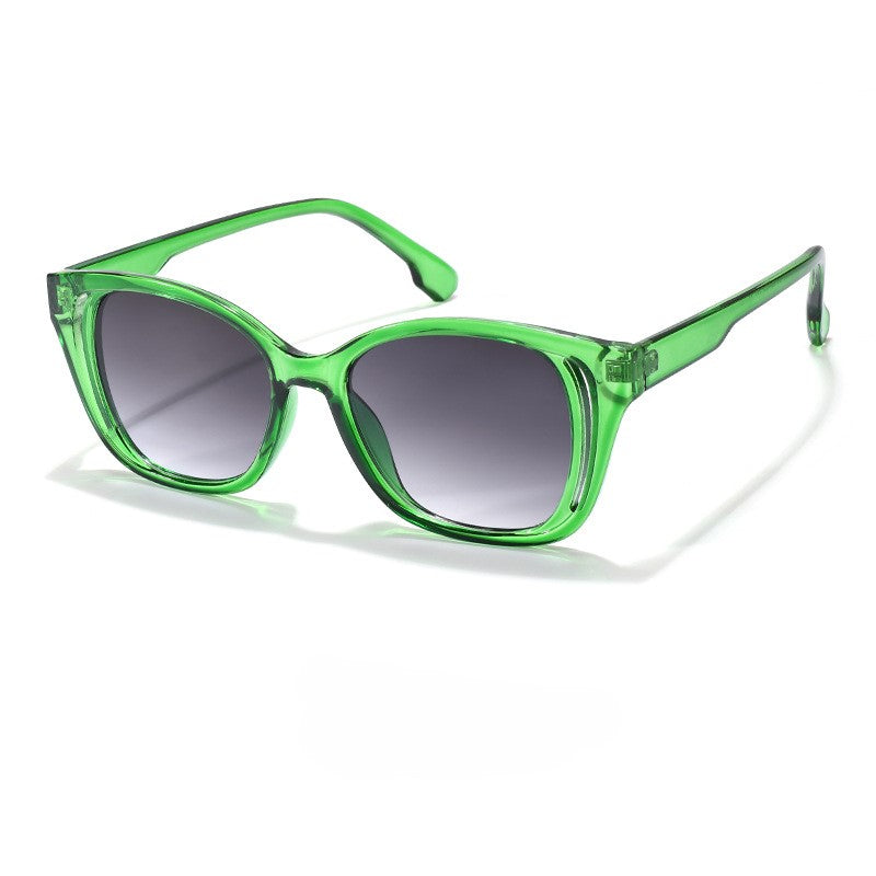Bevelled Square Frame Translucent Sunglasses - Green