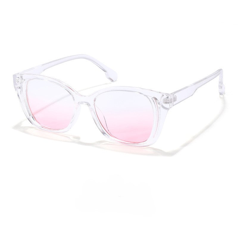 Bevelled Square Frame Translucent Sunglasses - LightPink