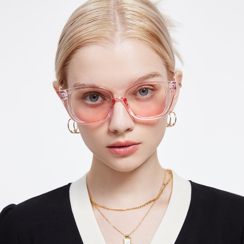 Bevelled Square Frame Translucent Sunglasses - Pink - 1