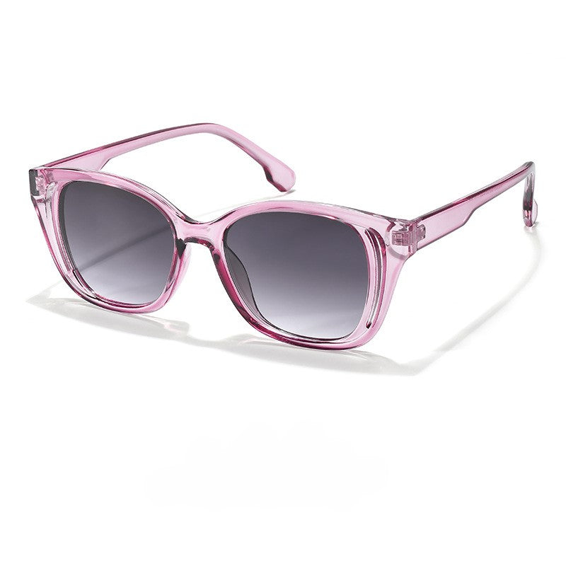 Bevelled Square Frame Translucent Sunglasses - Purple