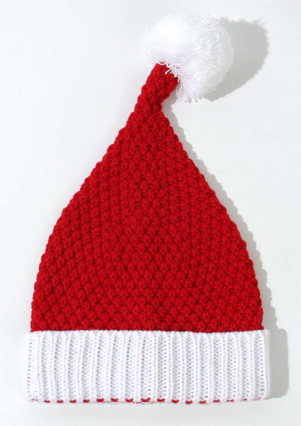 Pom Pom Knit Christmas Beanie - Red - 3