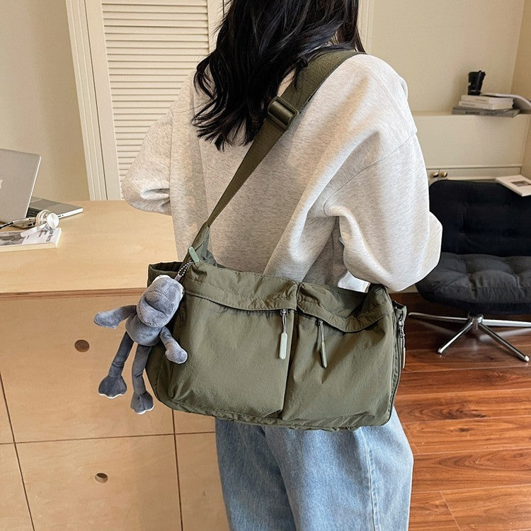 Slouchy Nylon Messenger Shoulder Bag