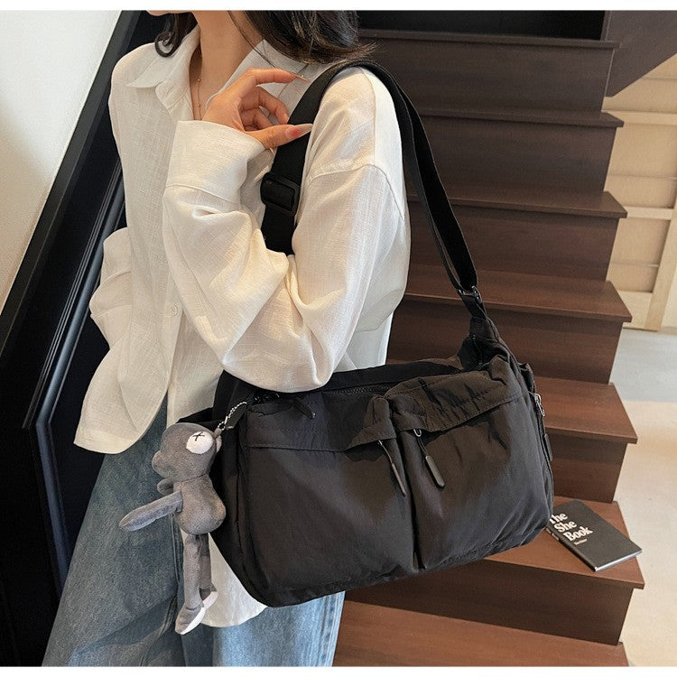 Slouchy Nylon Messenger Shoulder Bag