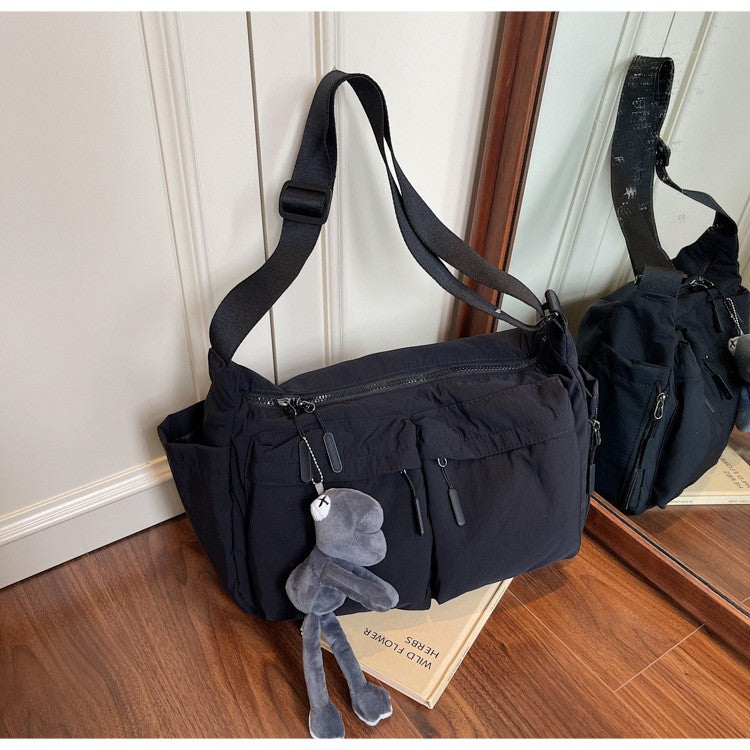 Slouchy Nylon Messenger Shoulder Bag