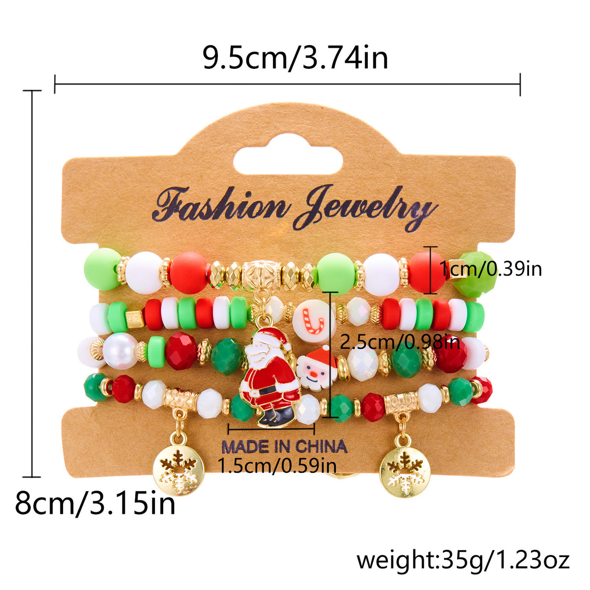 Holiday Charm Stretch Bead Bracelet Stack - Color_01