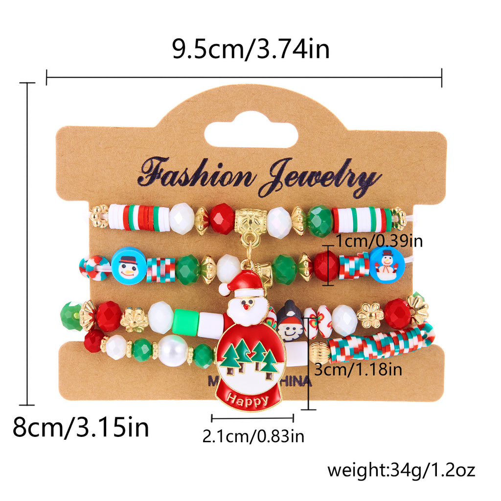Holiday Charm Stretch Bead Bracelet Stack - Color_04