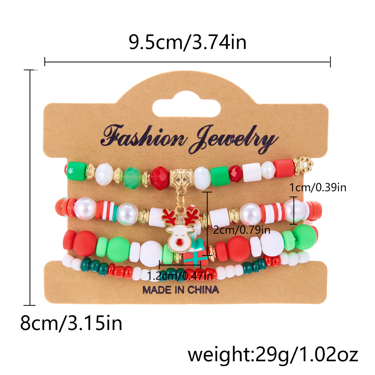 Holiday Charm Stretch Bead Bracelet Stack - Color_06