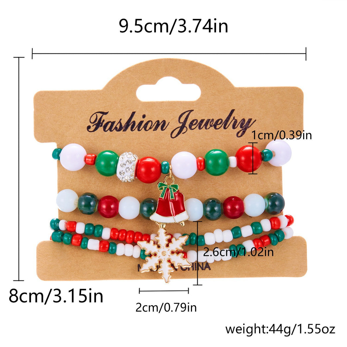 Holiday Charm Stretch Bead Bracelet Stack - Color_07