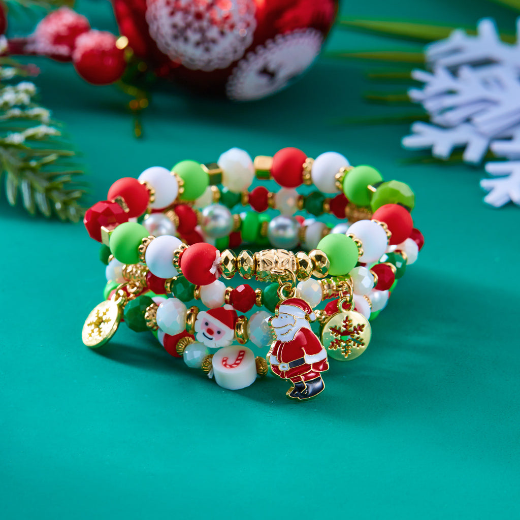 Holiday Charm Stretch Bead Bracelet Stack - view 1