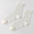 Floral Dot Sheer Mesh Frill Socks - White