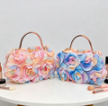 Rosette Evening Clutch With Crystal Clasp - CPink