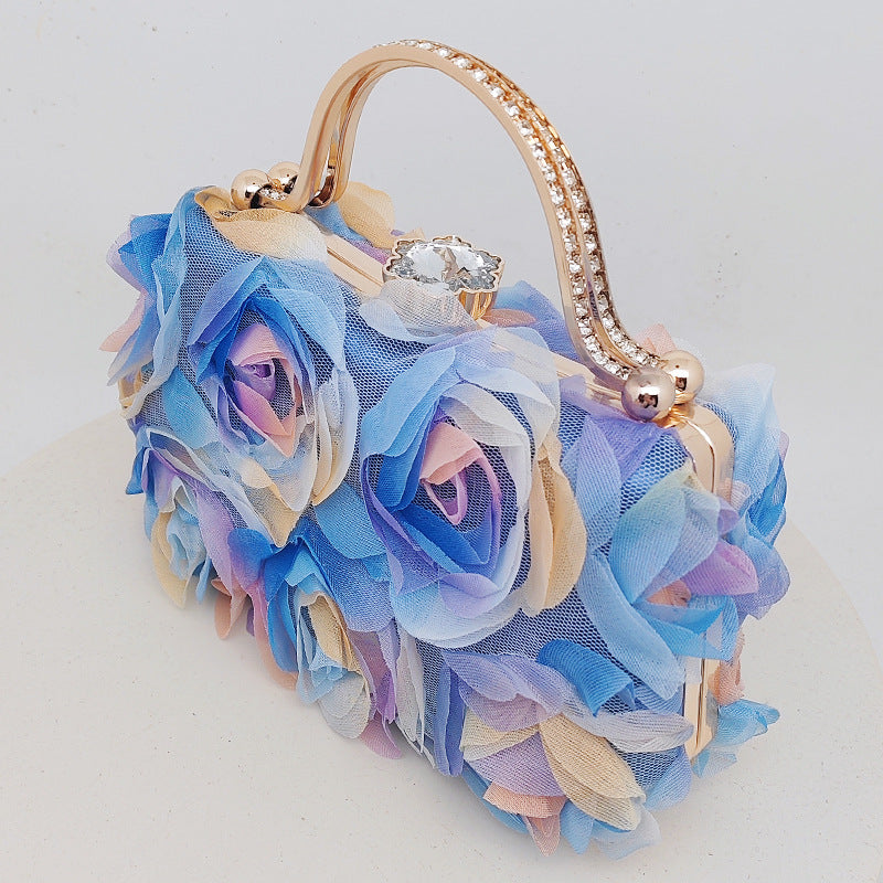 Rosette Evening Clutch With Crystal Clasp - CPink - 4
