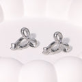 Polished Sculptural Bow Stud Earrings - Steel