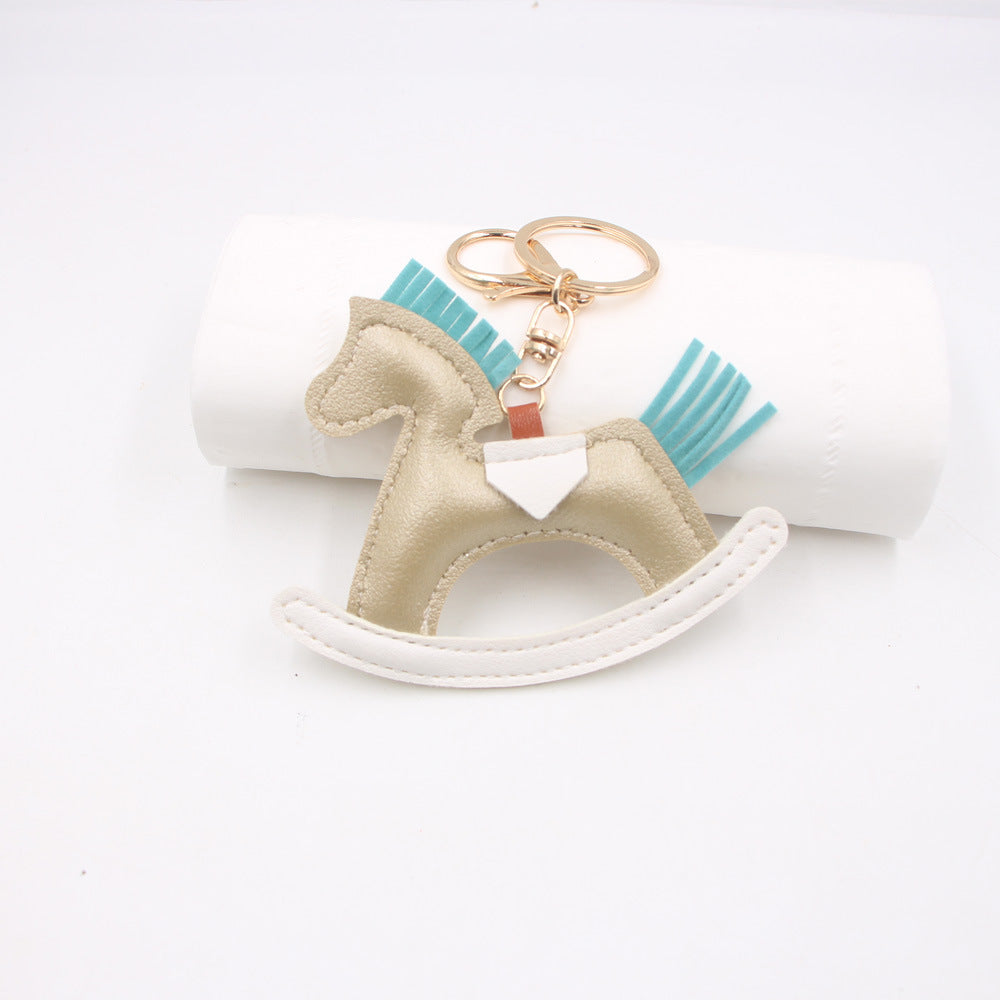 Rocking Horse Bag Charm With Fringed Mane - Gold