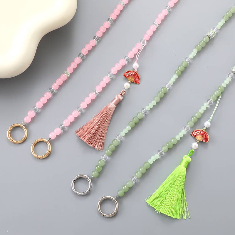 Beaded Tassel Fan Charm Phone Chain