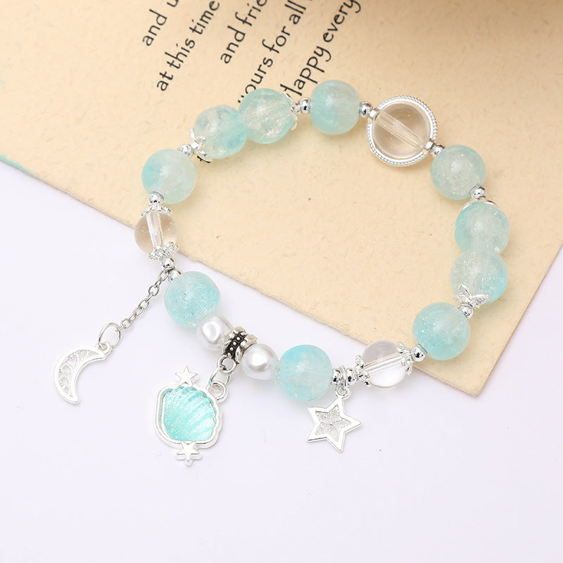 Star Moon Shell Charm Beaded Bracelet - Color_1