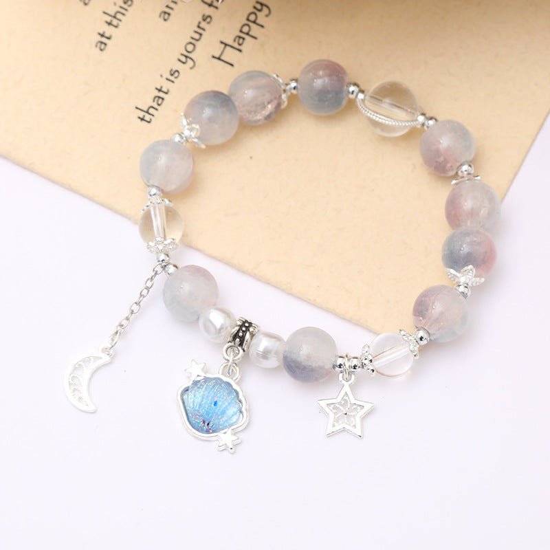 Star Moon Shell Charm Beaded Bracelet - Color_3