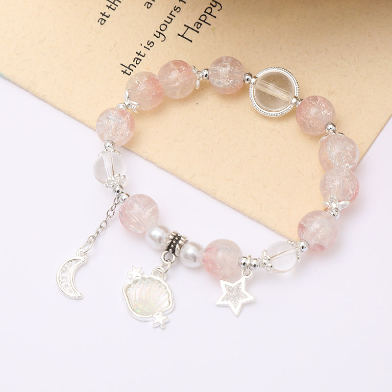 Star Moon Shell Charm Beaded Bracelet - Color_5