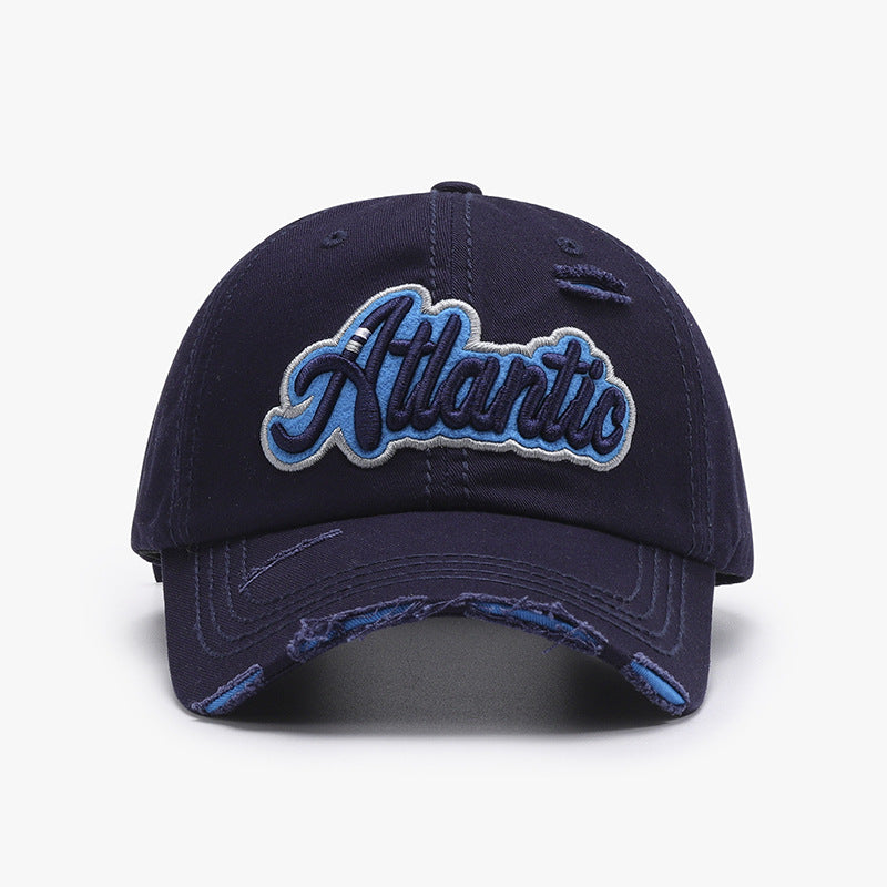 Distressed Script Embroidery Baseball Cap - Color_1
