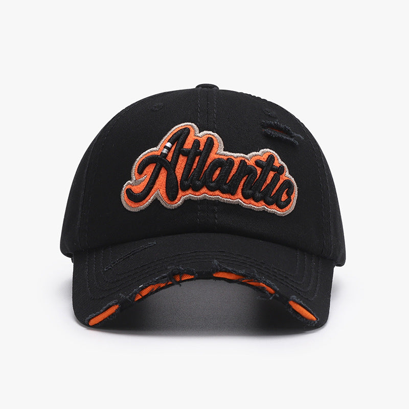 Distressed Script Embroidery Baseball Cap - Color_2