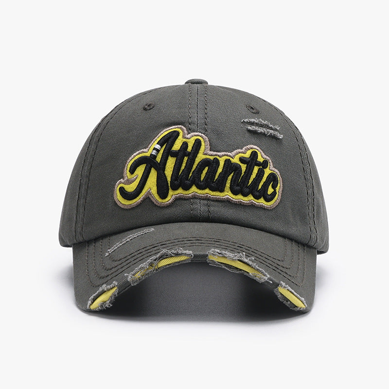 Distressed Script Embroidery Baseball Cap - Color_3