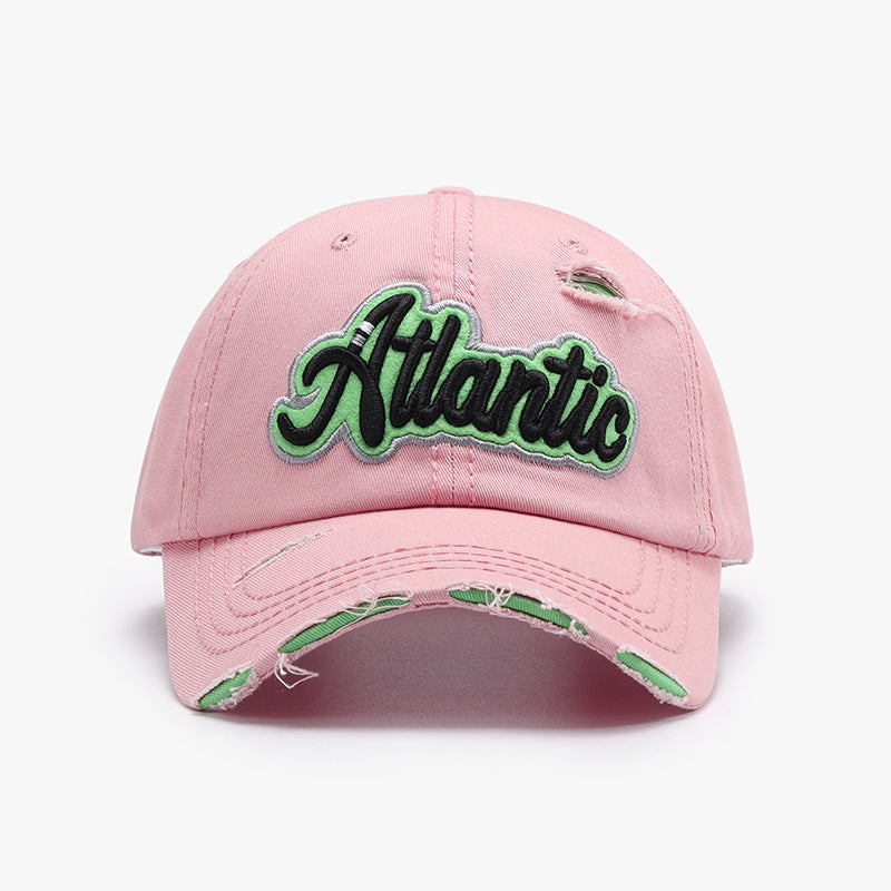 Distressed Script Embroidery Baseball Cap - Color_6