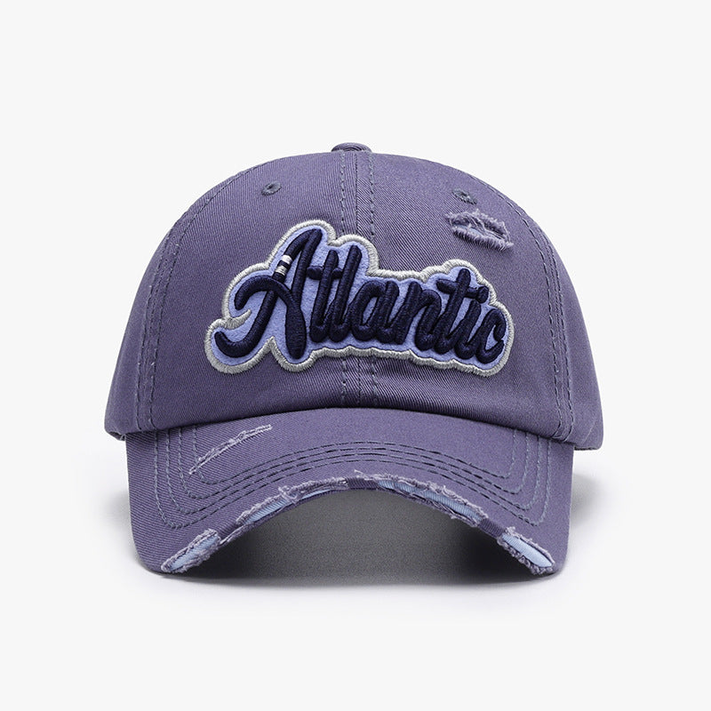 Distressed Script Embroidery Baseball Cap - Color_7