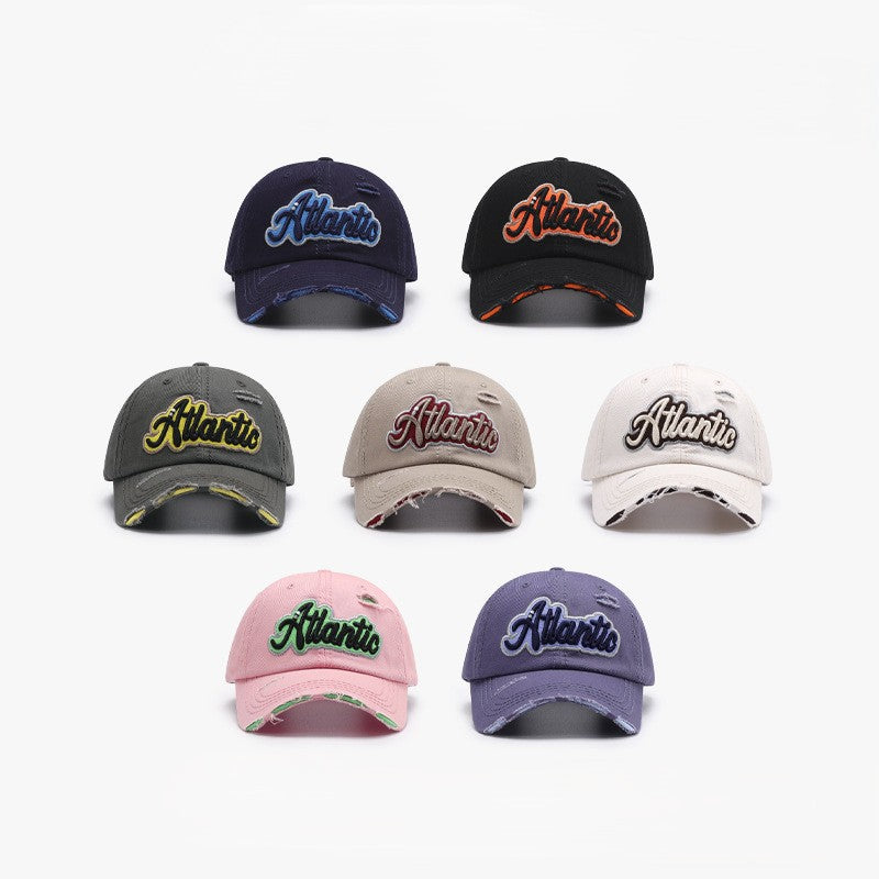 Distressed Script Embroidery Baseball Cap