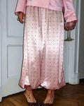 Polka Dot Satin Balloon Hem Trousers - Light-Pink