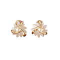 Cat Eye Petal Flower Hoop Earrings - Flower